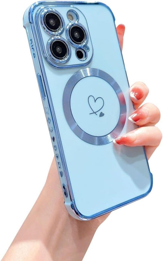 iPhone 15 Pro Case 2023, Cute Heart Cover Compatible with Magsafe