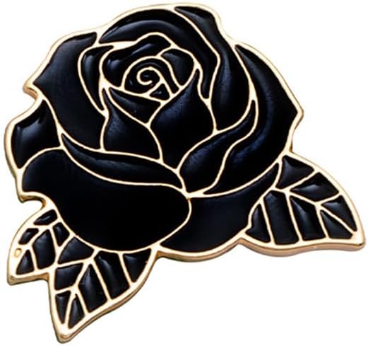 🖤 Black Rose Enamel Pin – Gothic Floral Aesthetic Lapel Badge for Jackets, Bags & Hats