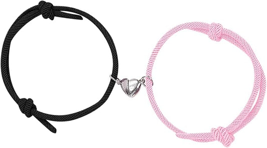 Twin Soul Magnetic Couple Bracelets – 2pcs Braided Rope Gift for Him & Her
