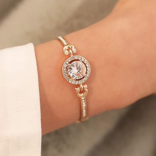 Classic Sparkling Crystal Tennis Bracelet – Adjustable Chain Jewelry for Women | Elegant Wrist Accessory