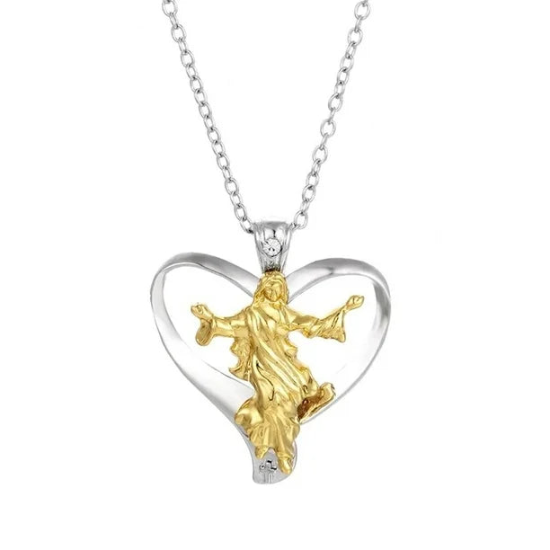 Jesus Christ Cross Necklace Gold & Silver Stainless Steel Pendant