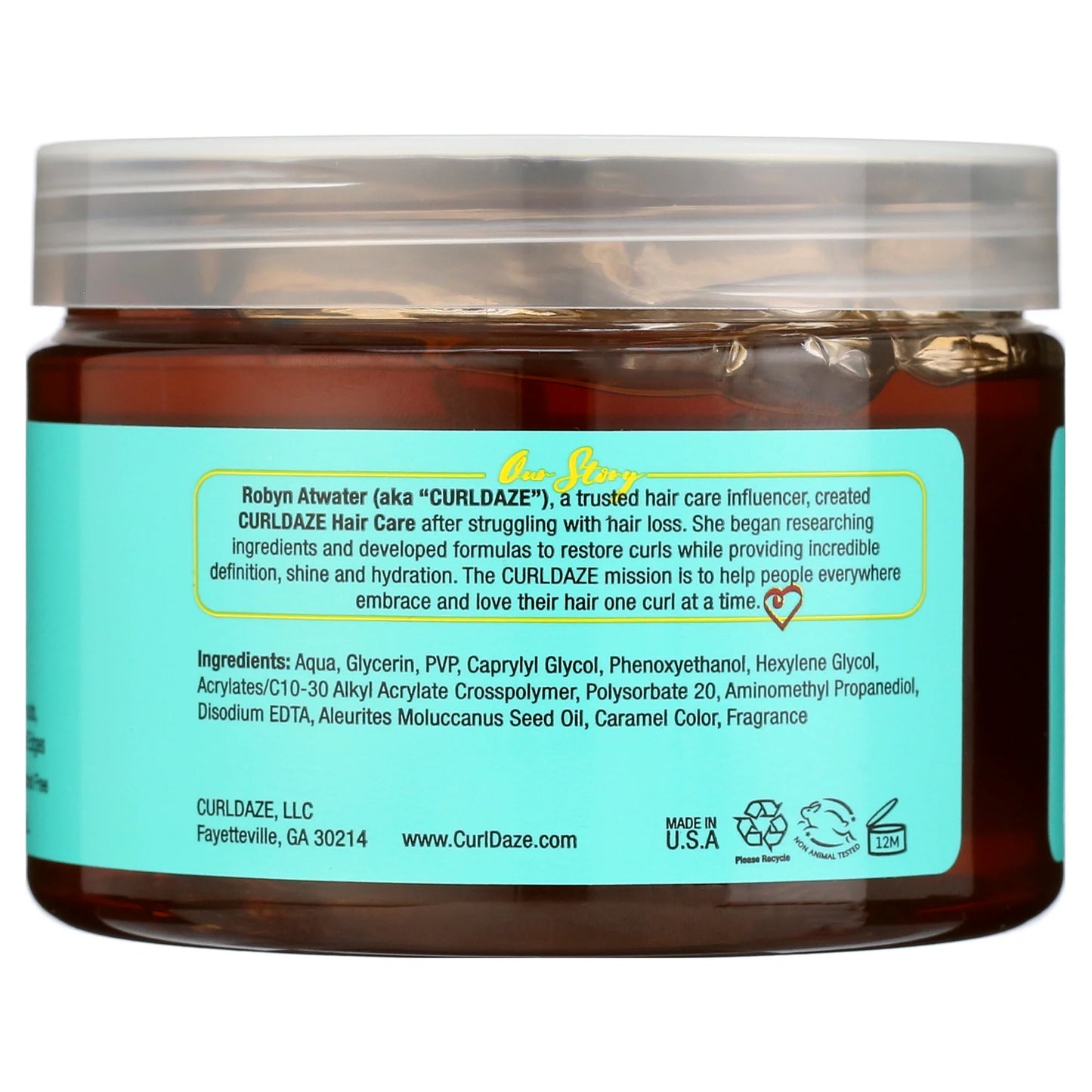 CurlDaze Glossy Shine Gel with Kukui Oil Styling Gel 12 oz, Moisturizing, Unisex