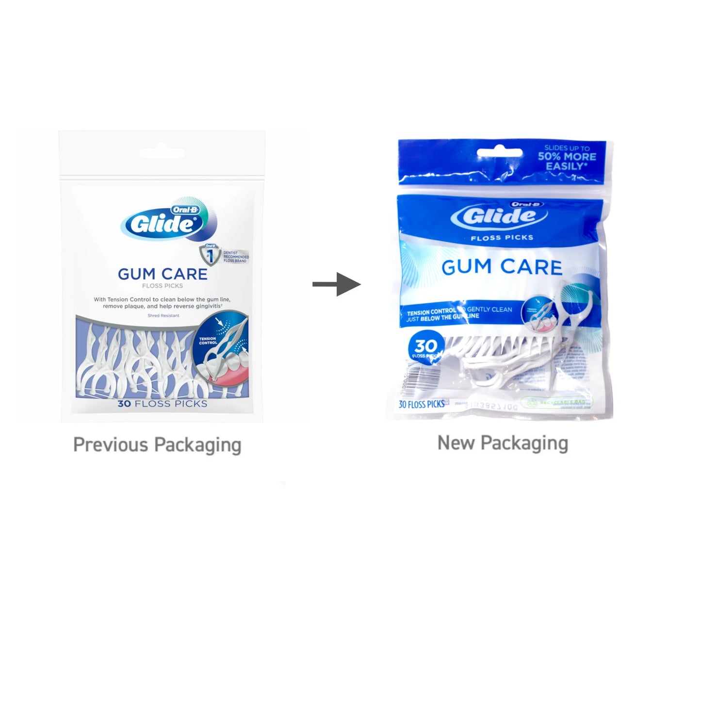Oral-B Glide Gum Care Dental Floss Picks, Good for Back Teeth, 30 Ct
