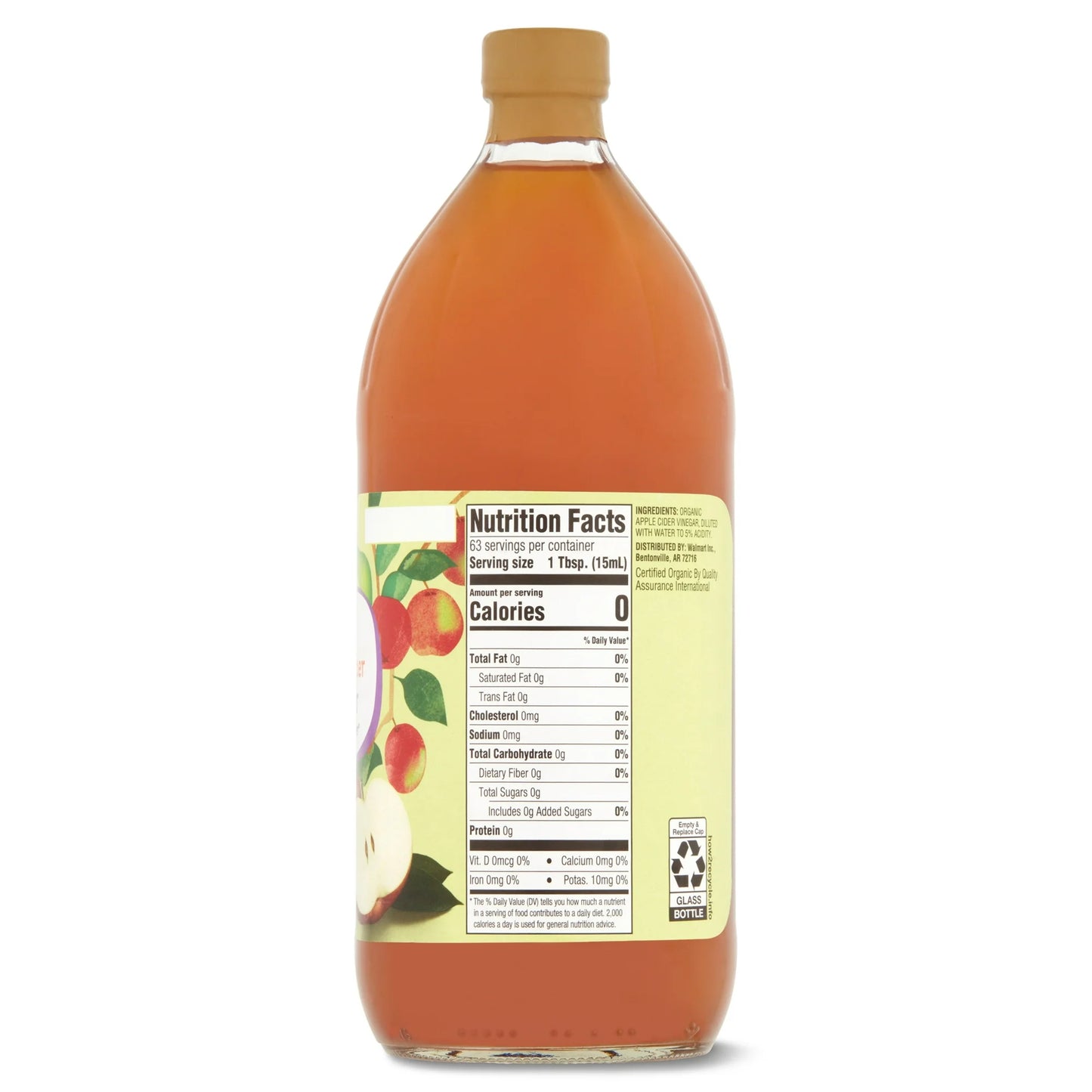 Great Value Organic Raw Unfiltered Apple Cider Vinegar, 32 fl oz