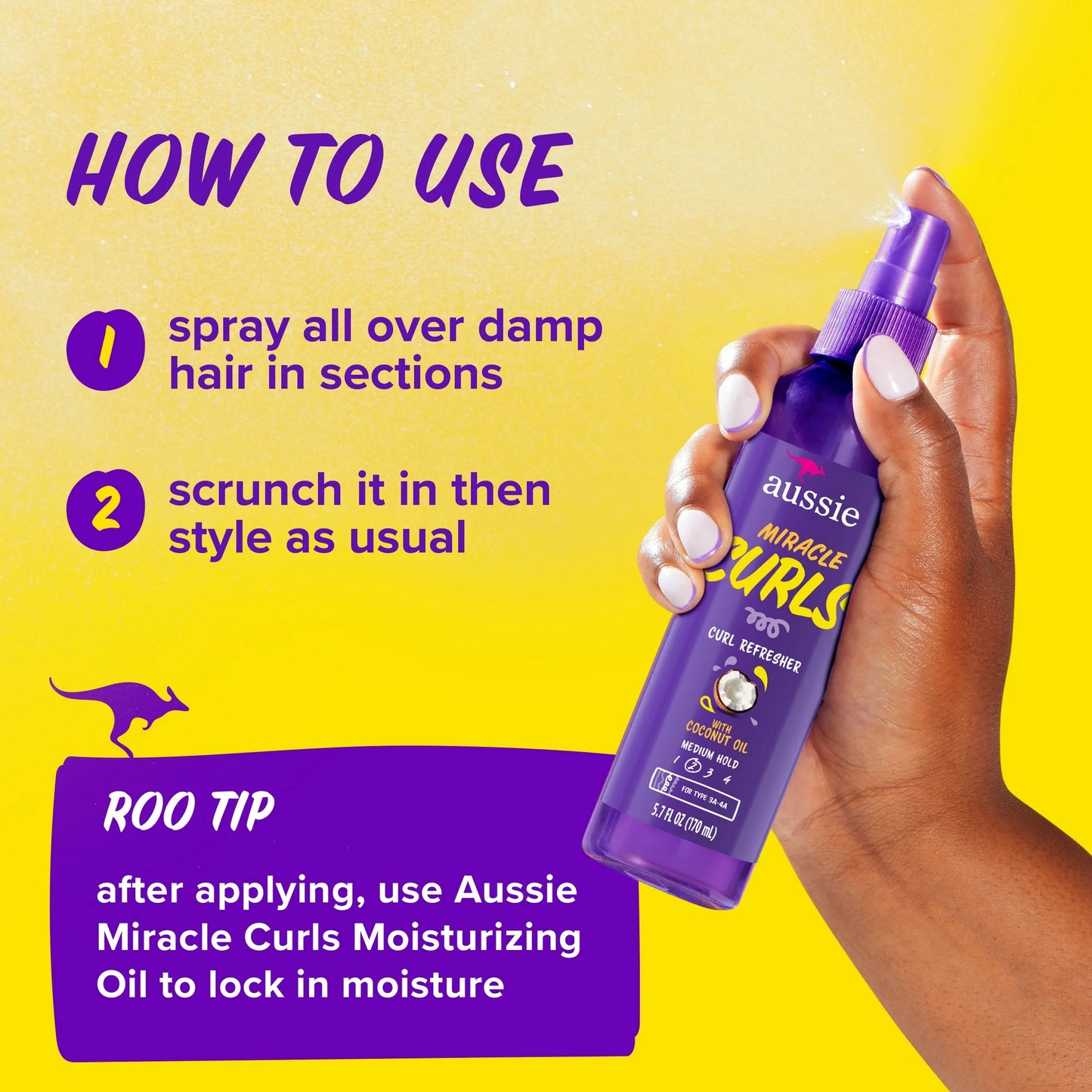 Aussie Miracle Curls Curl Refresher Spray Gel, Max Hold, for All Hair Types 5.7 fl oz