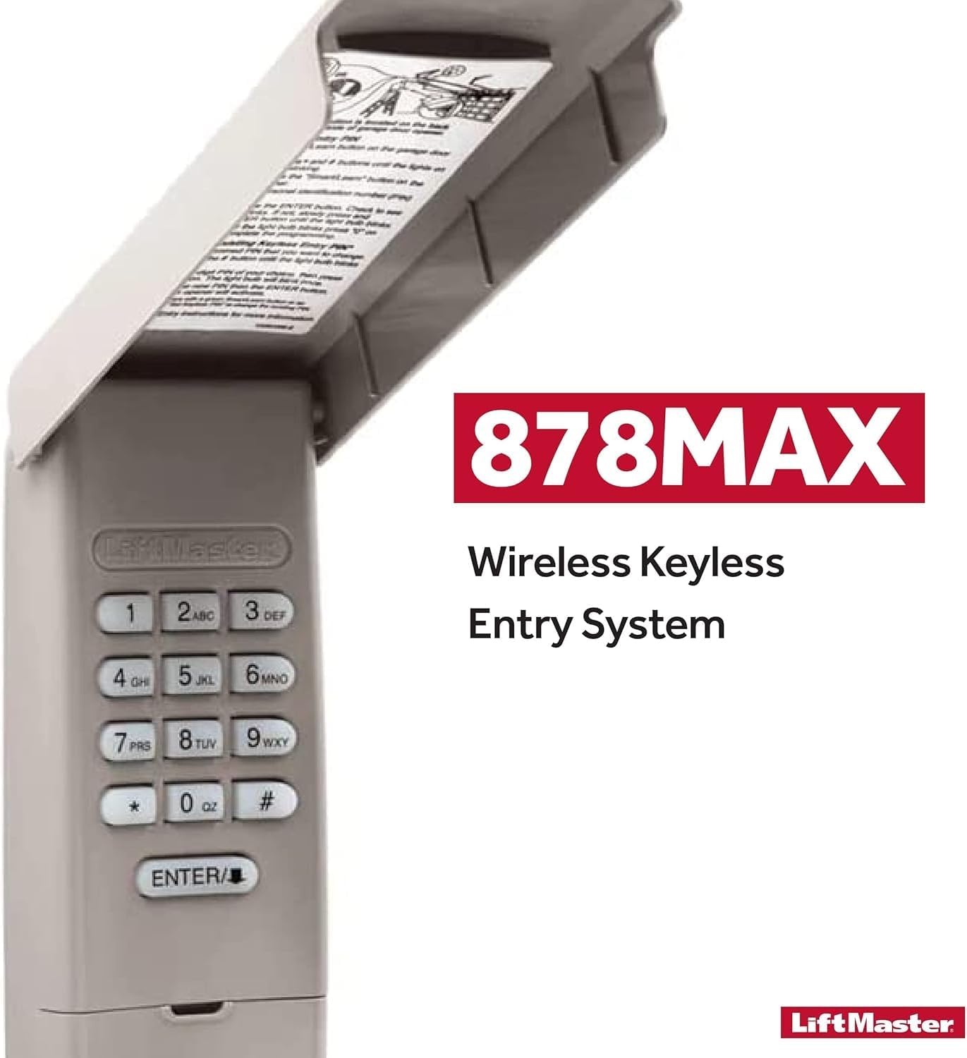 LiftMaster 878MAX Wireless Keypad – Keyless Garage Door Entry System Compatible with LiftMaster Openers (Security+ 390/315 MHz & Security+ 2.0)