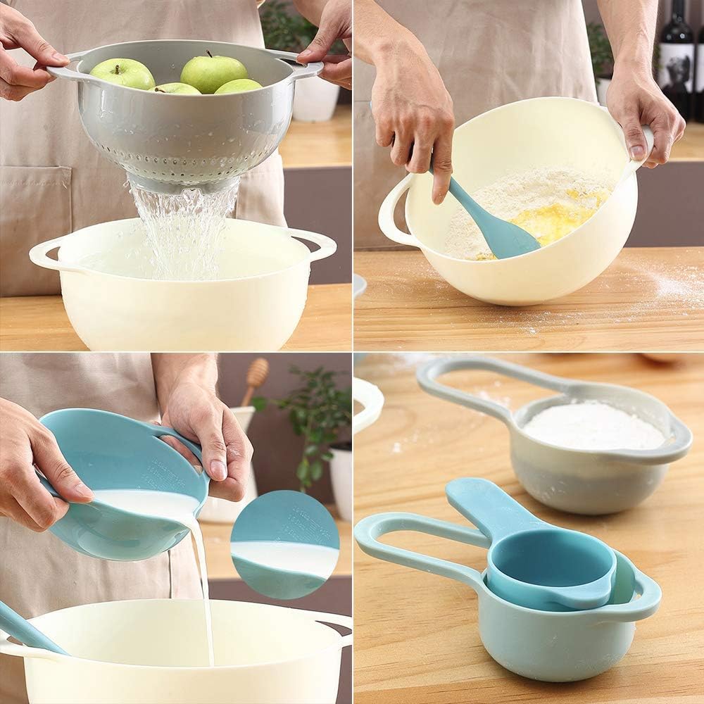 Plastic Mixing Bowls Set of 8 – Multicolored, BPA-Free, Great for Cooking, Baking & RV Camping