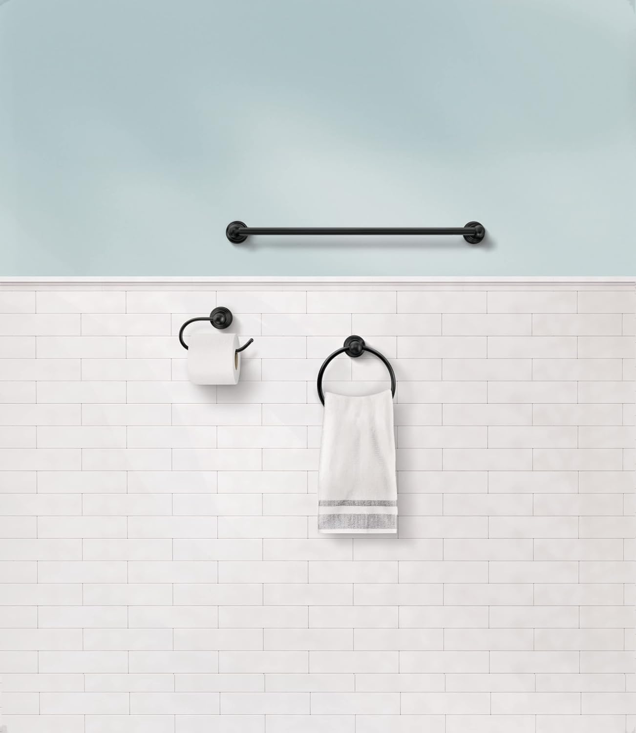 Preston Matte Black 24 Inch Towel Bar, DN8424BL