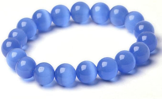 🔮 10mm Cat’s Eye Blue Opal Bracelet – Calming & Balance Energy Stone
