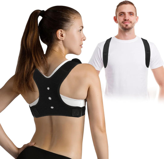 Posture Corrector for Women and Men, Adjustable and Breathable Upper Back Brace for Posture, Back Straightener Posture Corrector, Providing Pain Relief from Back, Neck, Shoulder and Clavicle, Black