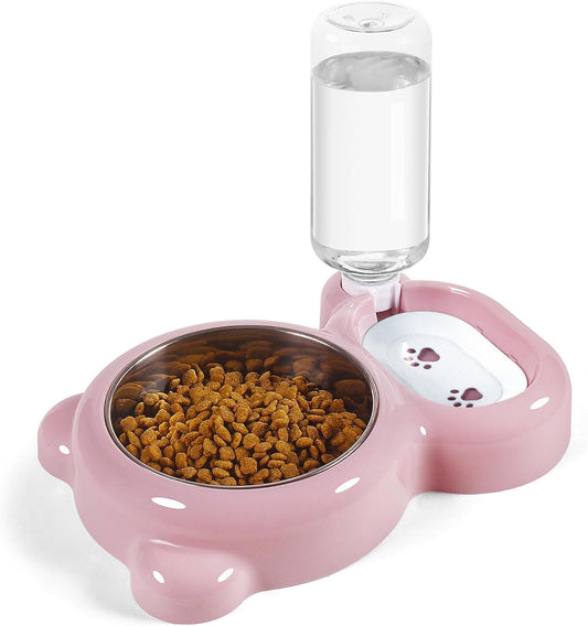 Dog Bowls, Cat Food and Water Bowl Set - Pink