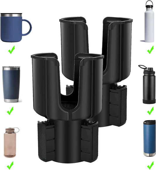 2-Pack Car Cup Holder Expander Adapter | Adjustable Base Fits 3.2”–3.8” Bottles | Compatible with Yeti, Hydro Flask, More