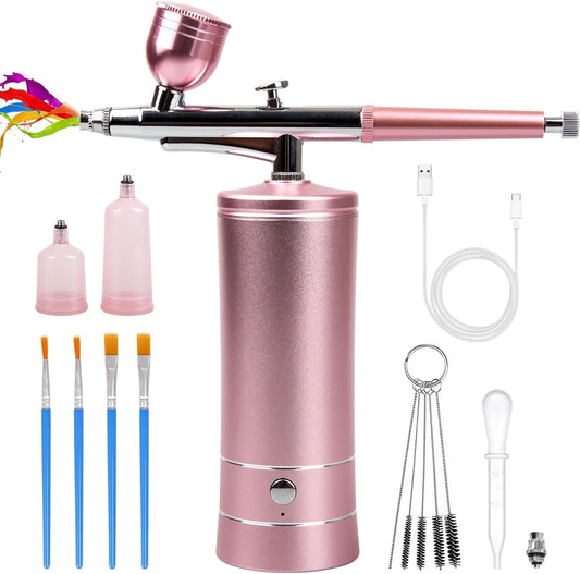 Airbrush-Kit Rechargeable Cordless Airbrush Compressor Nail Art, Cake Decor, Makeup, Model Painting