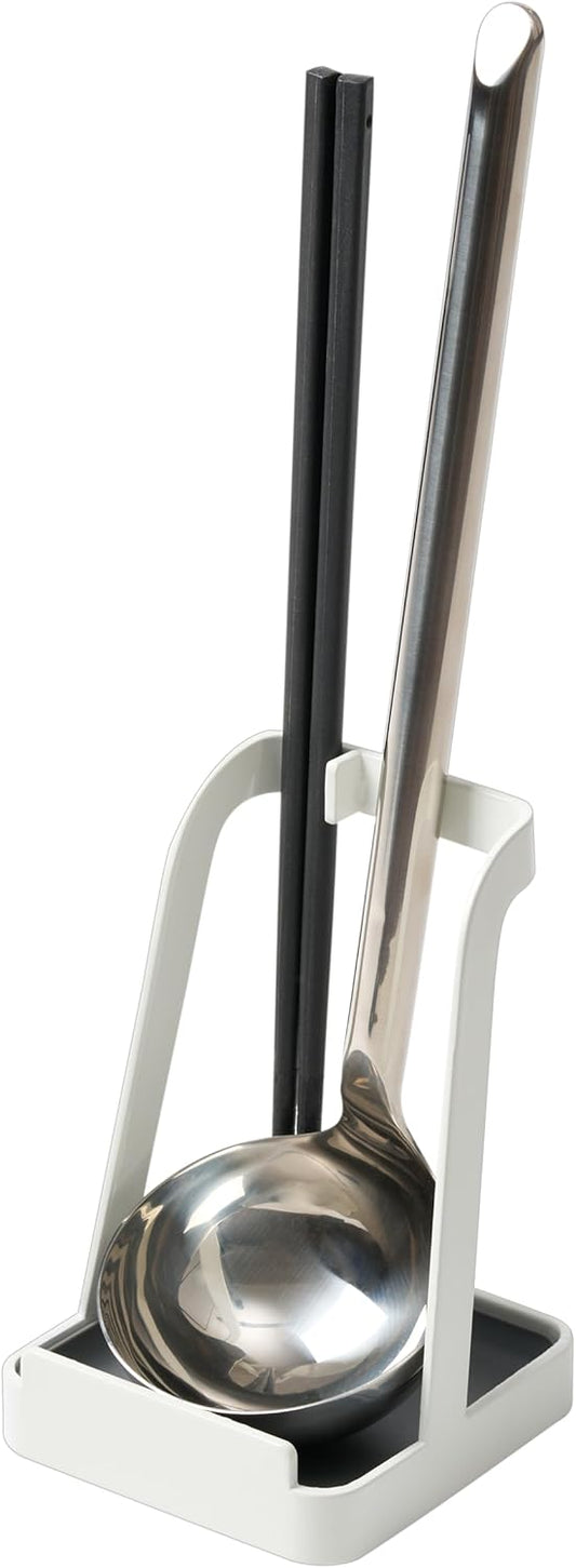Home Ladle Holder - Lid Stand For Utensils In Kitchen, Steel, Water Resistant, White