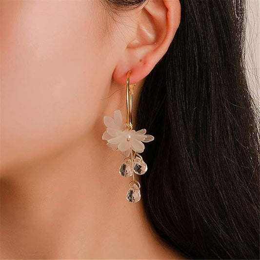 Gold Flower Hoop Earrings for Women