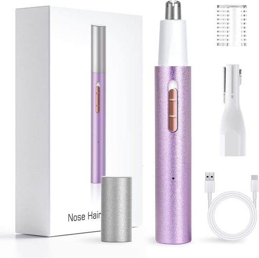 Nose Hair Trimmer for Women Men,2024 Rechargeable 2 in 1 Eyebrow & Facial Hair Trimmer