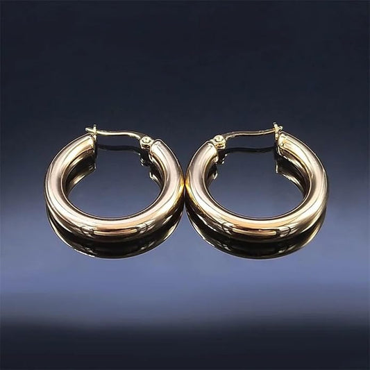 Chunky Gold Plated Hoop Earrings – Small Smooth Circle Hoops for Women
