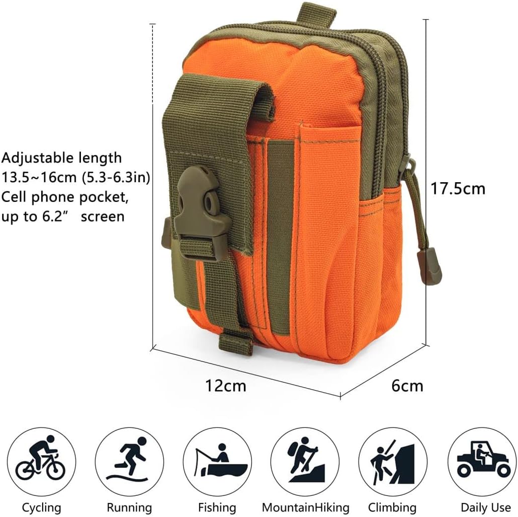 Multipurpose Tactical Waist Pouch – Waterproof Utility Gadget Bag, Nylon, Orange