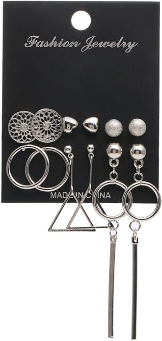 Geometric Drop Earring Set for Women – Long Tassel Alloy Dangle Earrings | Fashion Jewelry