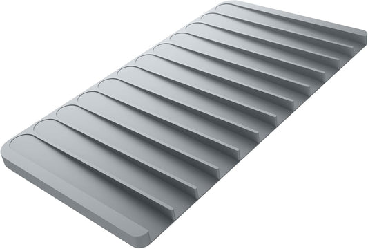 Self-Draining Silicone Dish Drying Mat or Trivet for Kitchen Counter in Light Grey, KDM-10LG