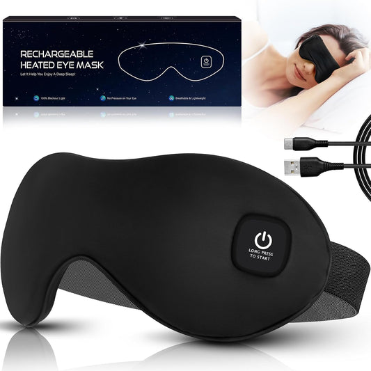 Heated Eye Mask, Cordless Dry Eye Mask Washable Warm Eye Compress Mask with Flaxseed