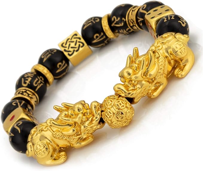 4Pcs Pi Xiu Obsidian Feng Shui Bracelet & Necklace Set – Wealth, Luck, Protection Amulet Jewelry
