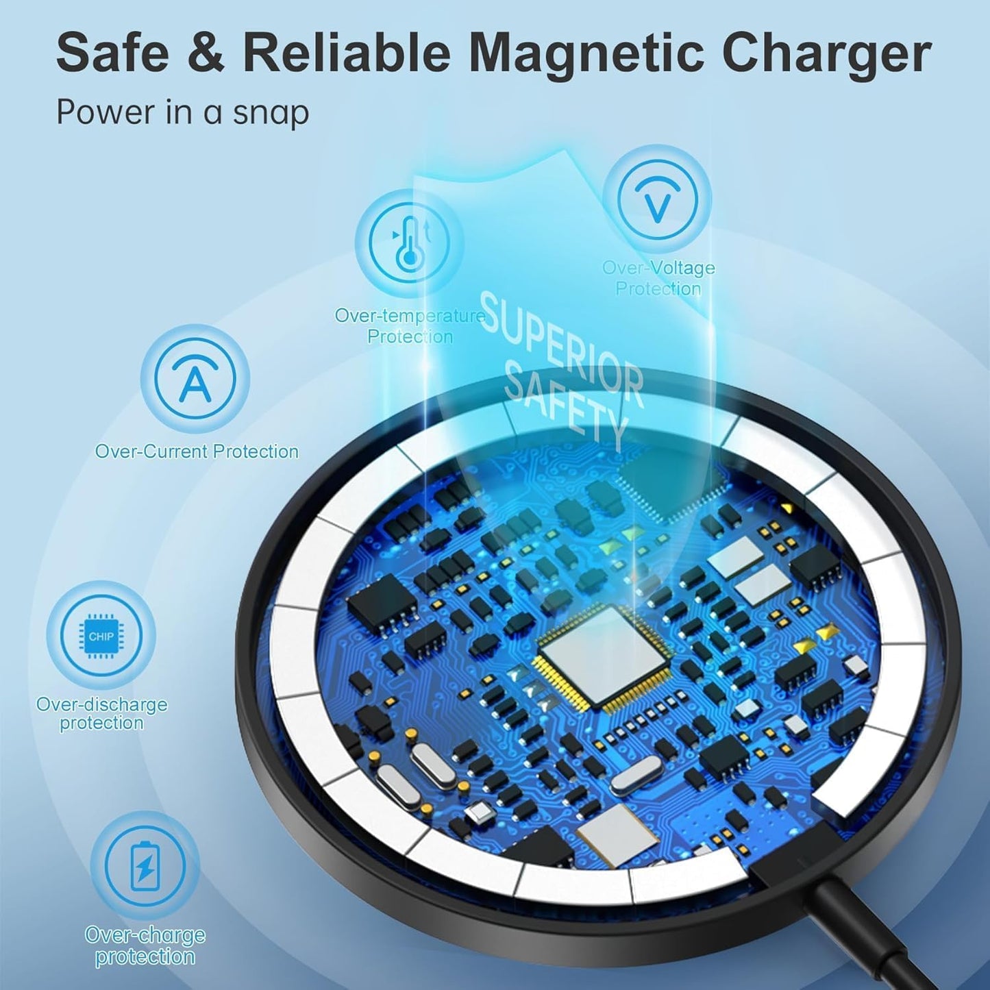 2 in 1 Magnetic Wireless Fast Charger with 20W USB-C Adapter & Aluminum Stand
