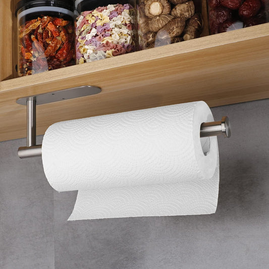 Under Cabinet Paper Towel Holder – SUS 304 Stainless Steel, Waterproof & Rustproof, Strong Adhesive Mount, 13.2” x 3.5”