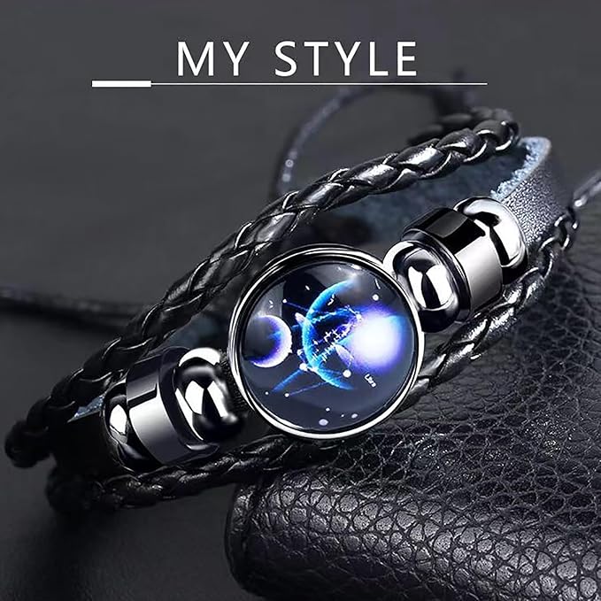 Zodiac Spirit Bracelet – Adjustable Leather Manifestation Bracelet for All 12 Signs