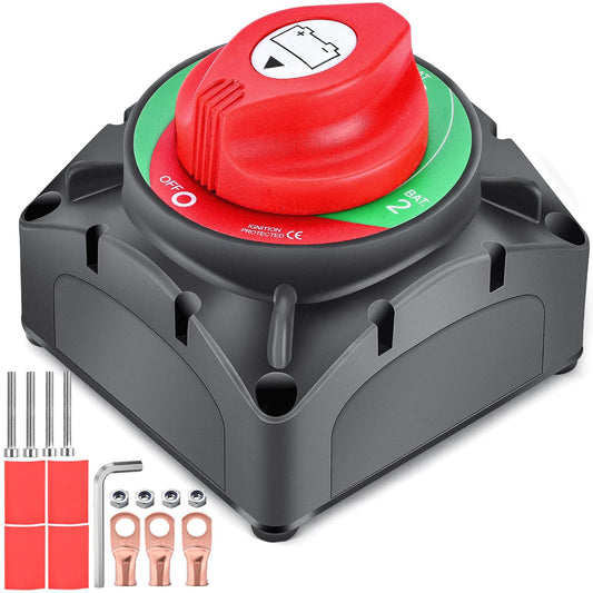 Battery Switch 1-2-Both-Off 12V 24V 48V 600A High Current Heavy Duty for Truck Vehicle Trailer RV Marine Boat Yacht