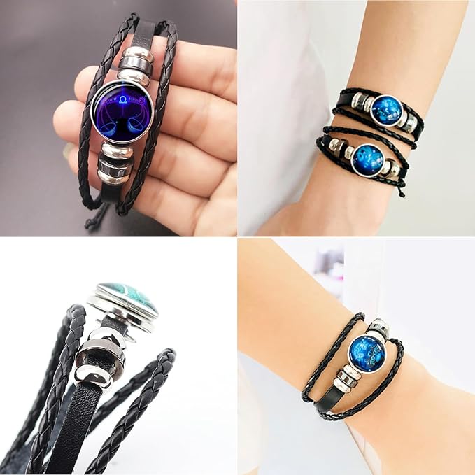 Zodiac Spirit Bracelet – Adjustable Leather Manifestation Bracelet for All 12 Signs