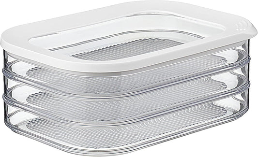 Rounded Food Storage Box with Lid Set of 3 | Ideal for Cold Cuts, Cheese, and More | Stackable design | Transparent Framed Lid | BPA-Free, Nordic White (17oz/500ml)