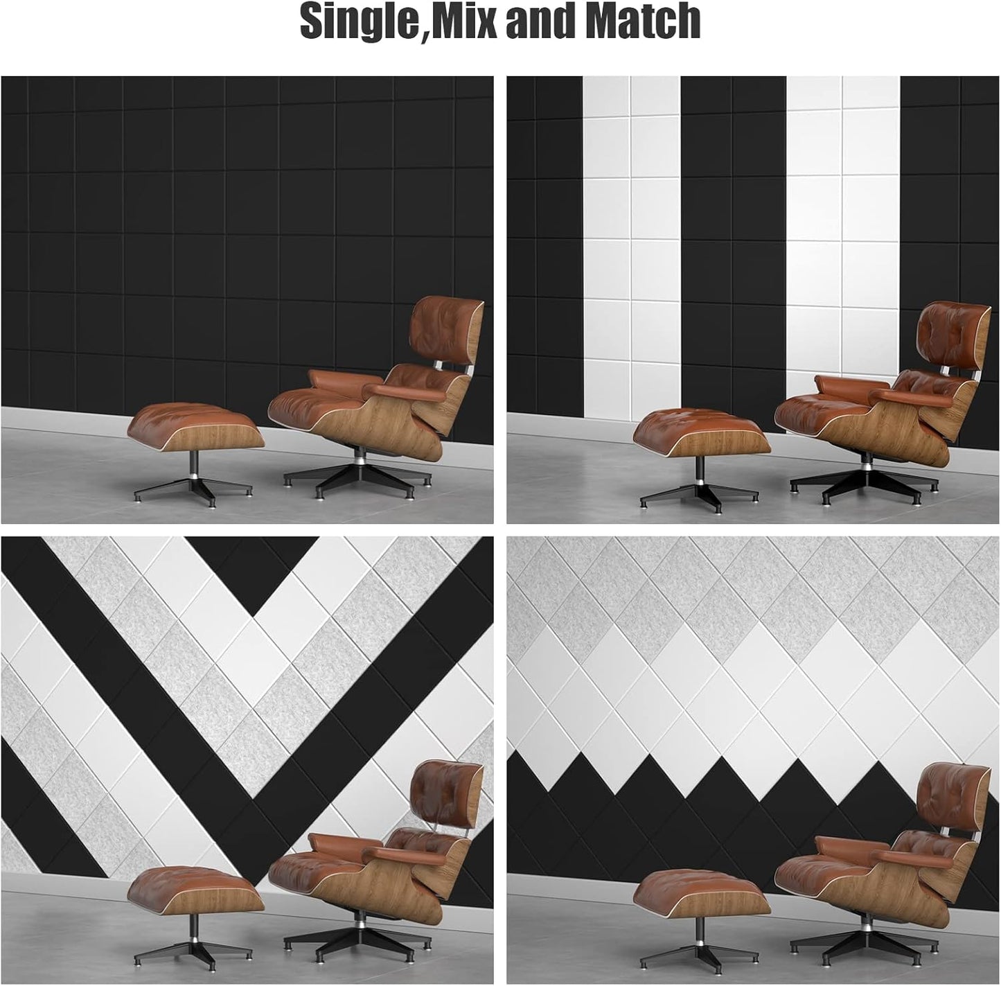 12 Pack Acoustic Wall Panels with Self-Adhesive, 12" X 12" X 0.4"