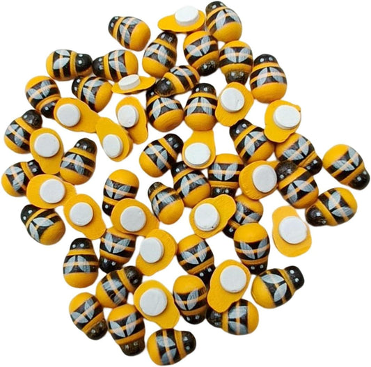 🐝 100Pcs Mini Self-Adhesive Wooden Bumble Bees – Cute Craft Embellishments & DIY Décor