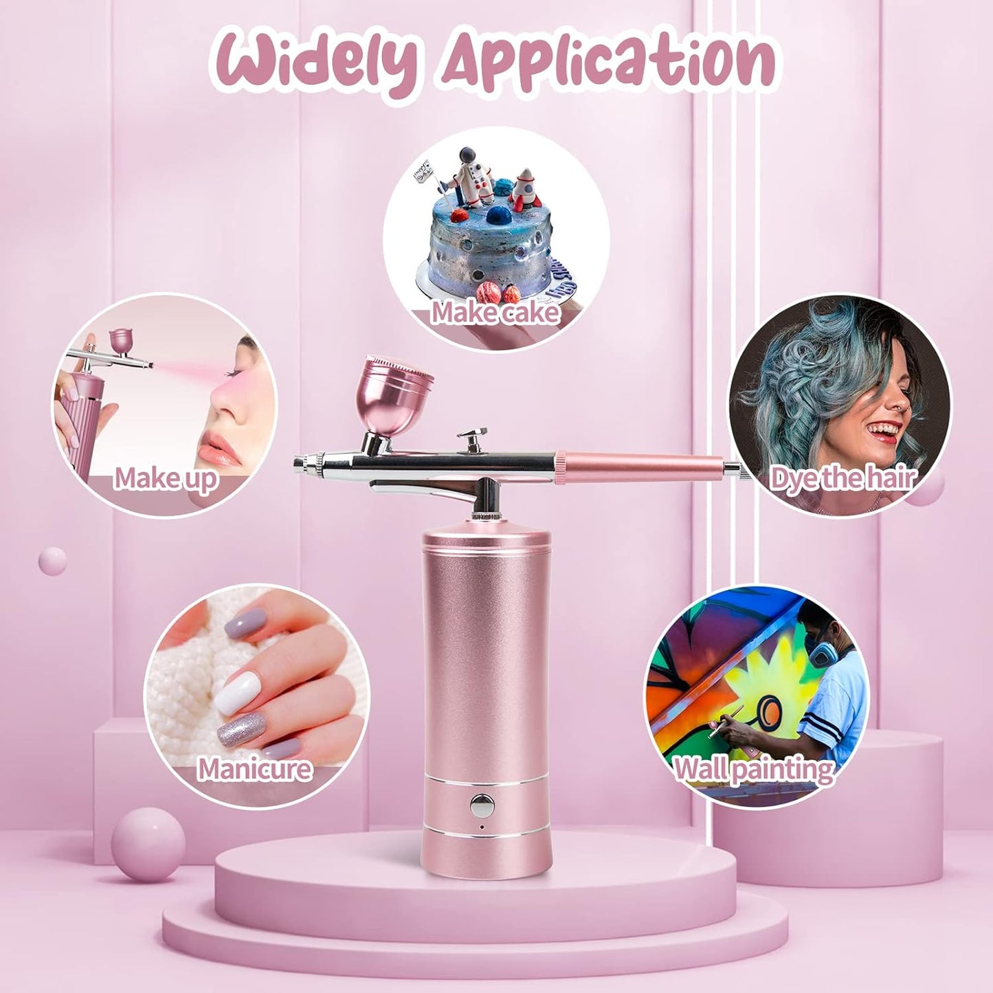 Airbrush-Kit Rechargeable Cordless Airbrush Compressor Nail Art, Cake Decor, Makeup, Model Painting
