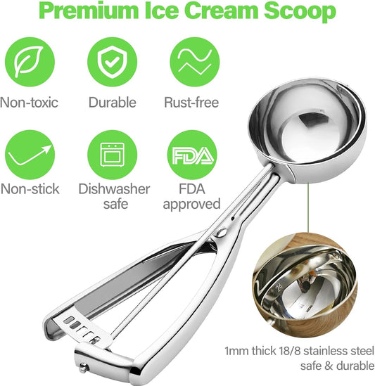 Premium Scooper 2.8 Tbsp – Stainless Steel Baking & Ice Cream Scoop 42ml