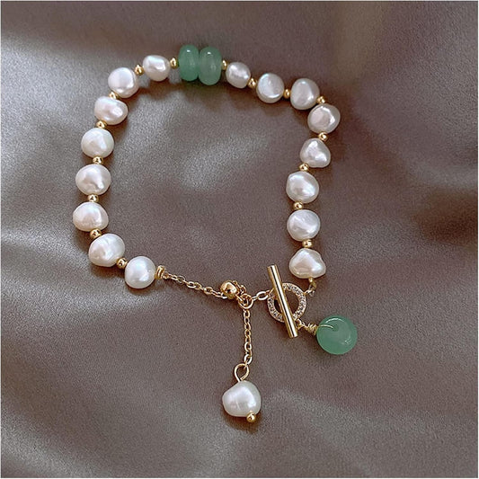 18K Gold Irregular Freshwater Pearl Bracelet Adjustable Bangle Women Jewellery