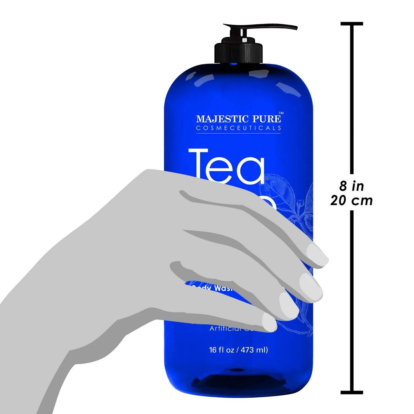 Majestic Pure Tea Tree Body wash with Mint 16 fl oz Fights Body Odor, Athlete's Foot, Jock Itch, Ringworm & Skin Irritations for Women and Men