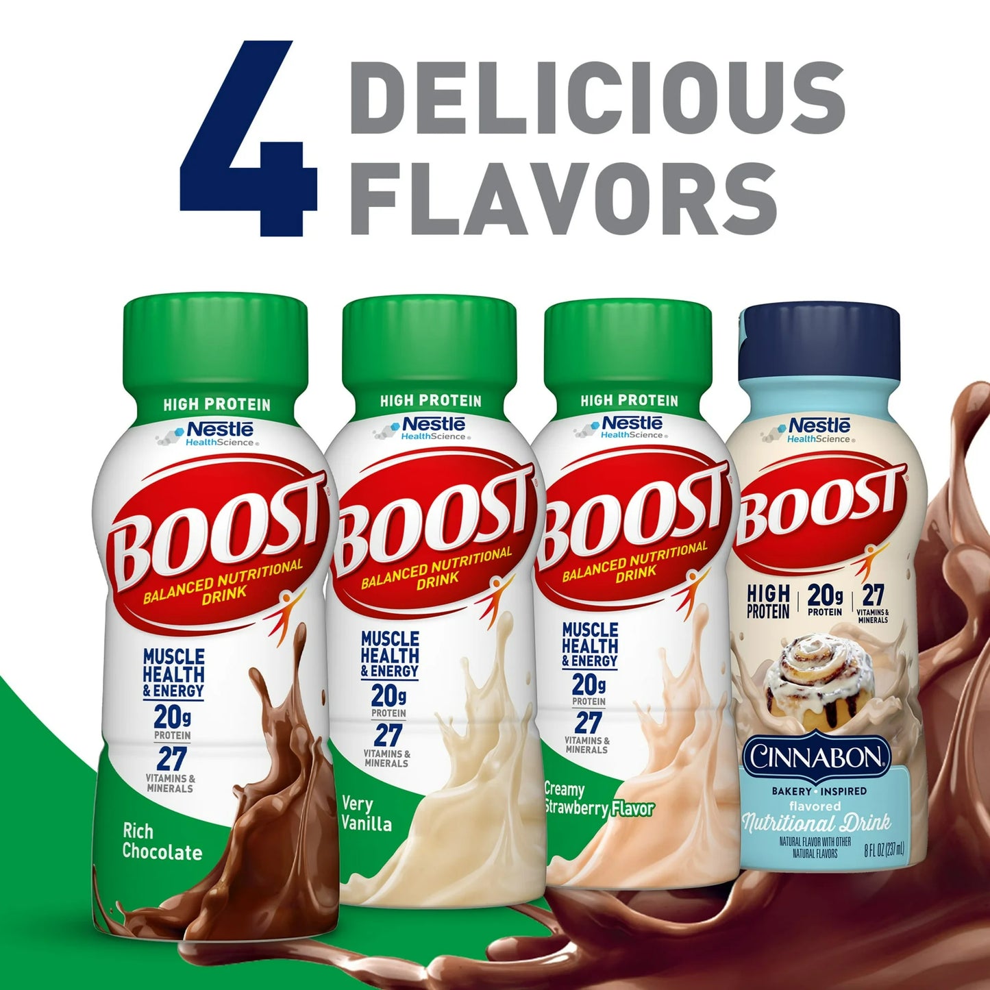BOOST 20g High Protein Nutritional Drink Shakes, Rich Chocolate, 8 fl oz