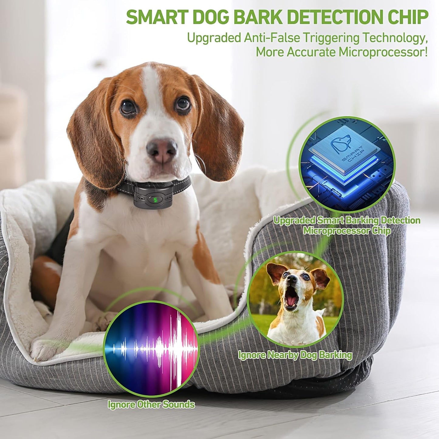 2 Pack Rechargeable Dog Bark Collar, Anti Barking Collar with 5 Sensitivity, No Shock Bark Collar with Vibration&5 Variable Beep, IP67 Waterproof Smart Bark Training Collar for Large Medium Small Dogs