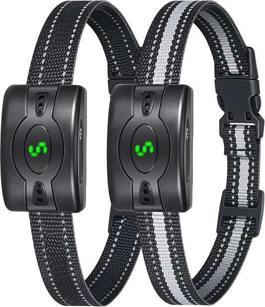2 Pack Rechargeable Dog Bark Collar, Anti Barking Collar with 5 Sensitivity, No Shock Bark Collar with Vibration&5 Variable Beep, IP67 Waterproof Smart Bark Training Collar for Large Medium Small Dogs