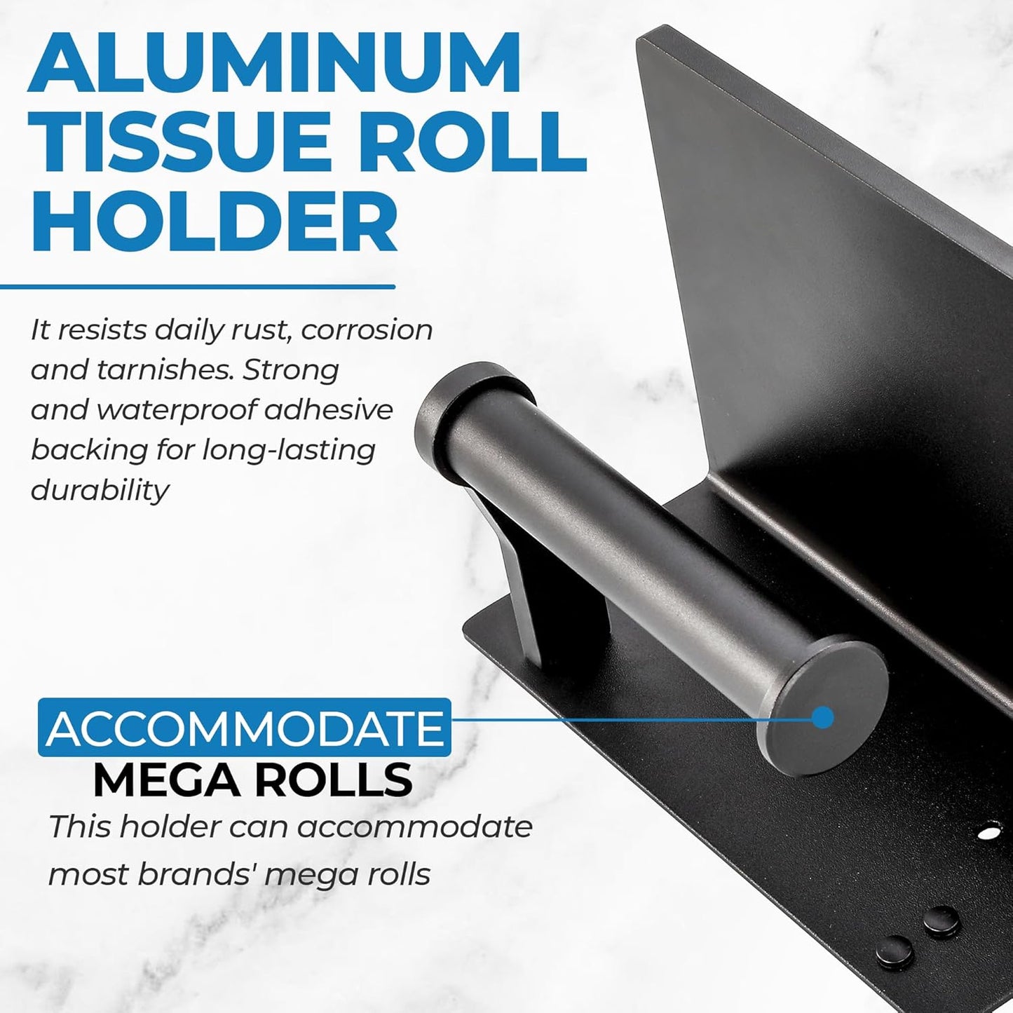 oilet Paper Holder with Shelf, Black Anti-Rust Aluminum Tissue Roll Holder with Mobile Phone