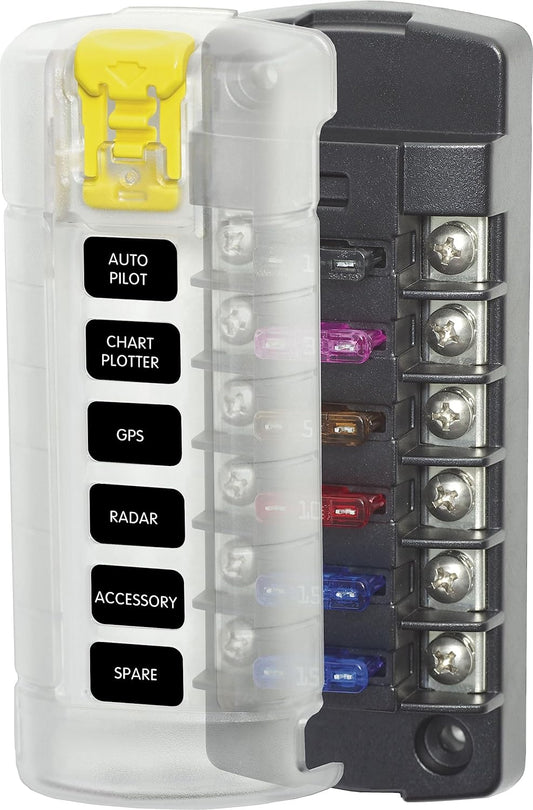 Blue Sea Systems 5035 ST Blade Fuse Block 6 Circuit Independent with Cover