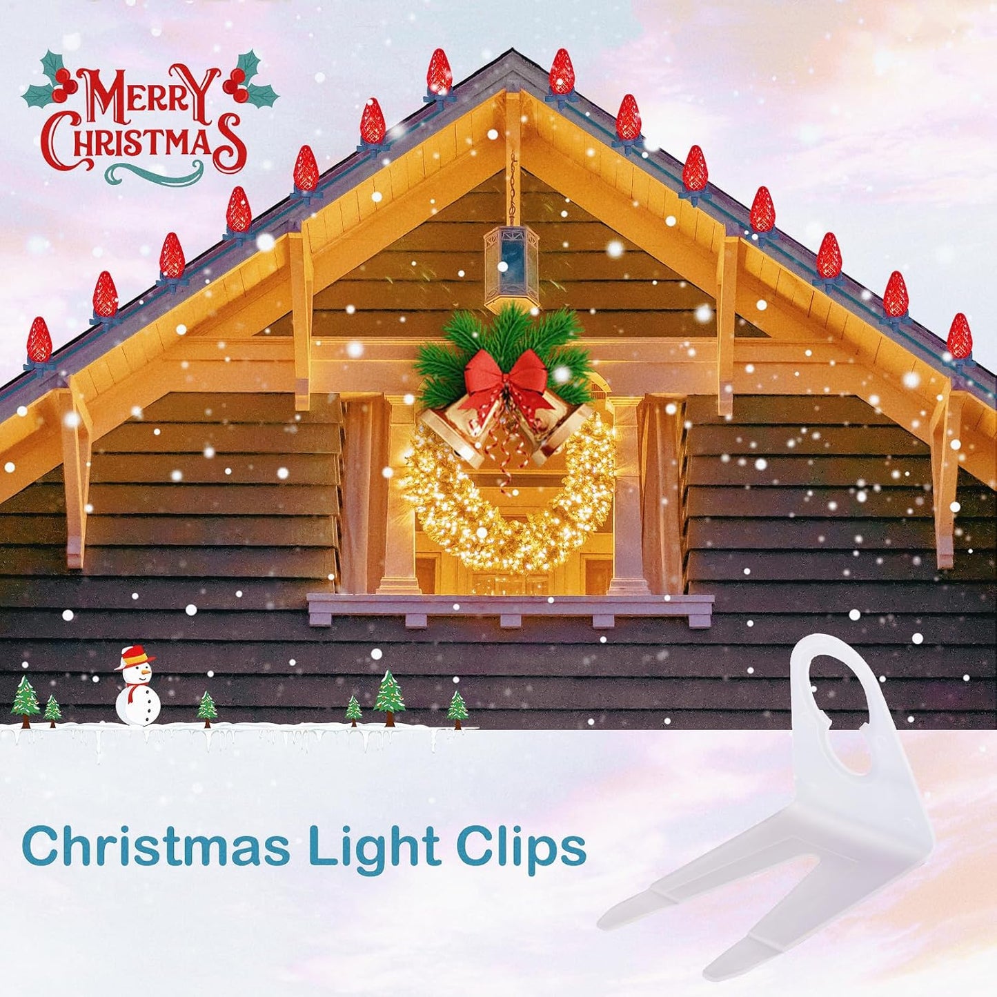 All in One Christmas Light Clips, Universal Gutter Hooks and Shingle Clip for C7, C9 and Mini Lights, 200 Pack