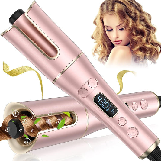 Automatic Hair Curler with LCD Display – 1” Rotating Barrel, 4 Heat Settings, 3 Timers, Dual Voltage Curling Wand for Effortless Styling