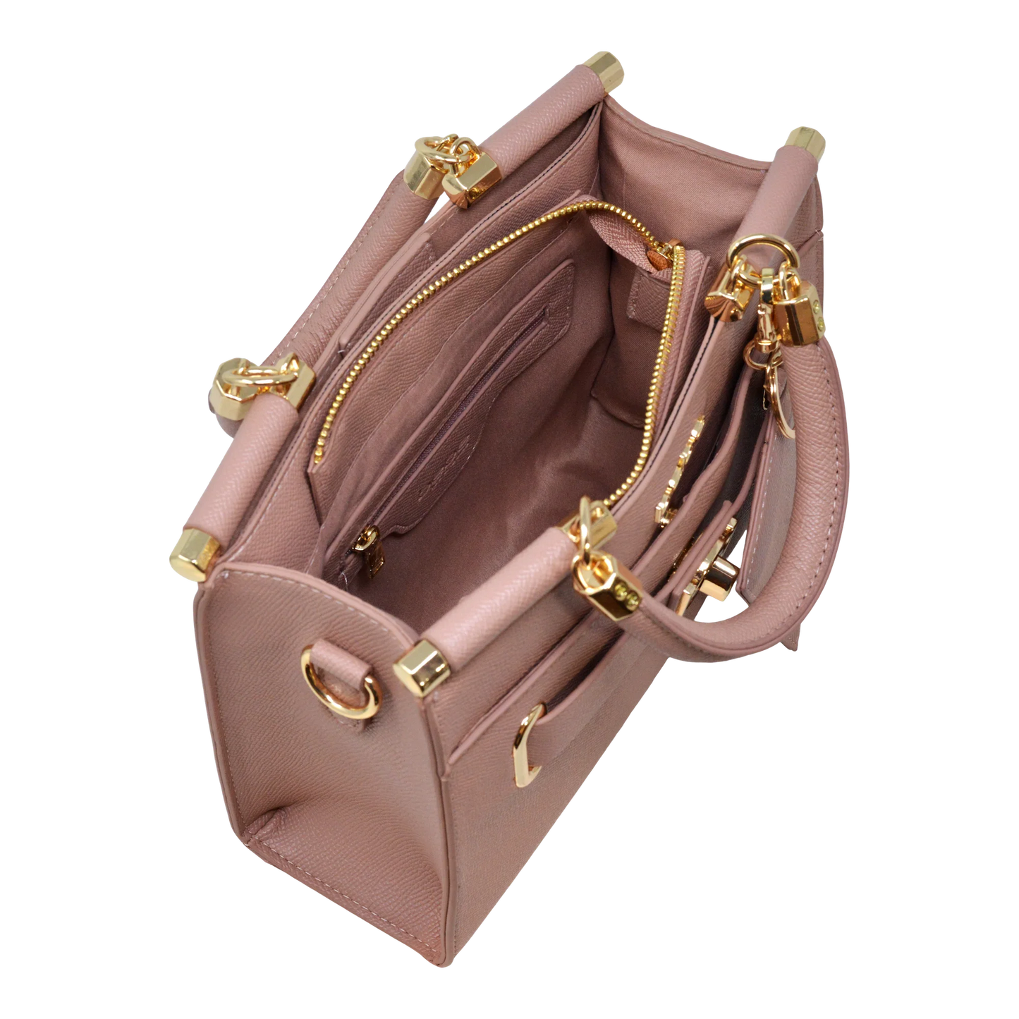 BEBE Alex quilted small satchel w/cc dusty rose