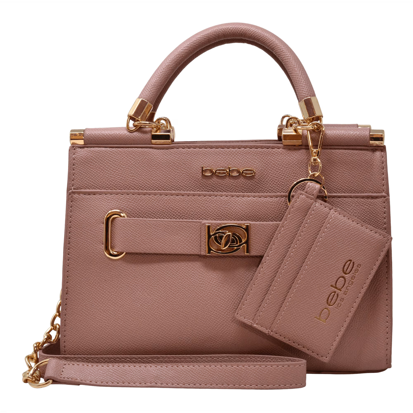 BEBE Alex quilted small satchel w/cc dusty rose