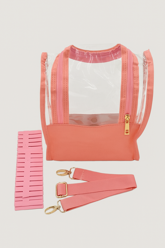 Pink Stand Up Makeup Brush and Cosmetics Storage Bag with Detachable Dividers and Shoulder Strap