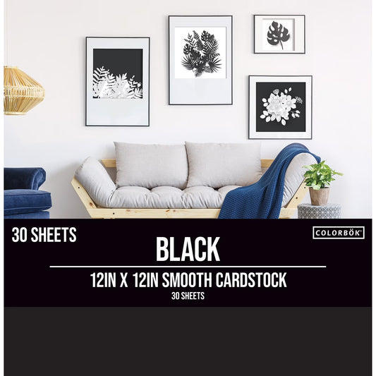 Colorbok Black ( 12in x 12in ) Smooth Cardstock