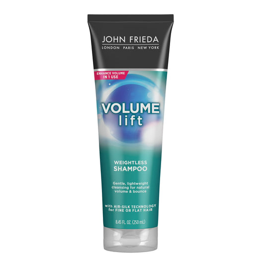 John Frieda Volume Lift Weightless Shampoo, Volumizing Shampoo with Air-Silk Technology for Fine or Flat Hair, Adds Natural Fullness, Safe for Color-Treated Hair, 8.45 Oz